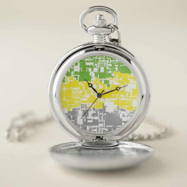 Geometric Funky Abstract Lithromantic Pride Flag Pocket Watch (Inside)