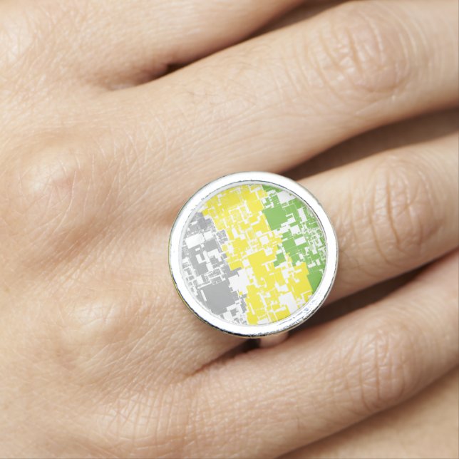 Geometric Funky Abstract Lithromantic Pride Flag Ring (In Situ)