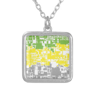 Geometric Funky Abstract Lithromantic Pride Flag Silver Plated Necklace