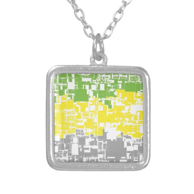 Geometric Funky Abstract Lithromantic Pride Flag Silver Plated Necklace (Front)