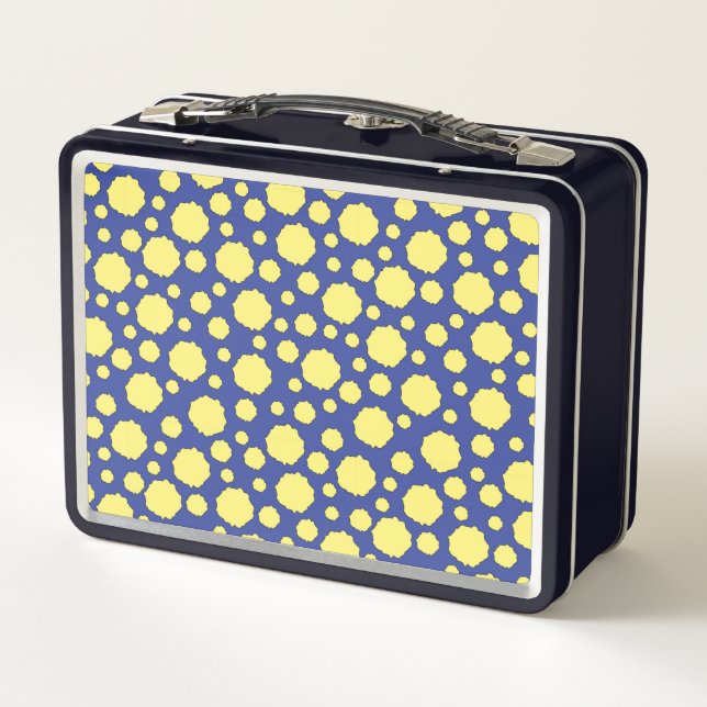 Geometric Funky yellow circles Metal Lunch Box (Back)