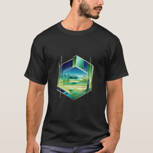 Geometric Fusion Abstract T_Shirt Design