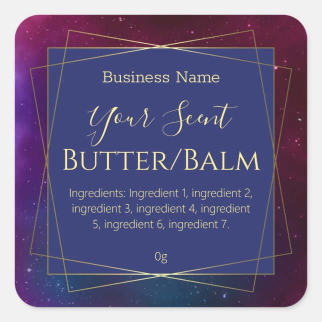 Geometric Galaxy Gold Framed Body Butter Labels (Front)