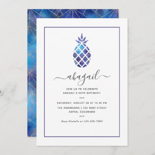 Geometric Galaxy Pineapple Summer Birthday Invitation
