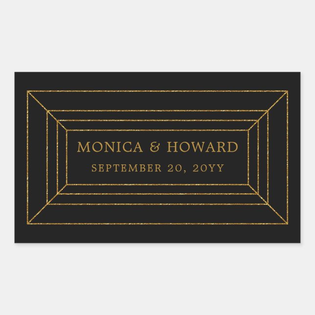 Geometric Gemstone Wedding Rectangular Sticker (Front)