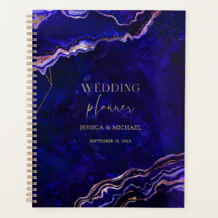 Geometric Geode Deep Blue Rose Gold Agate Wedding Planner