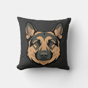 Geometric German Shepherd face Art Throw Pillow