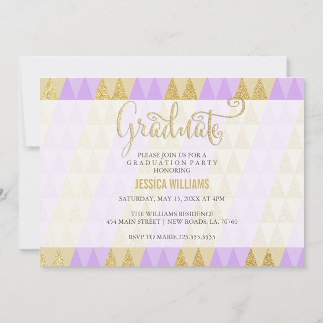 Geometric Glam Graduation Invitations (Back)