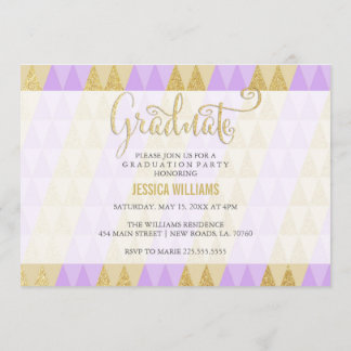 Geometric Glam Graduation Invitations
