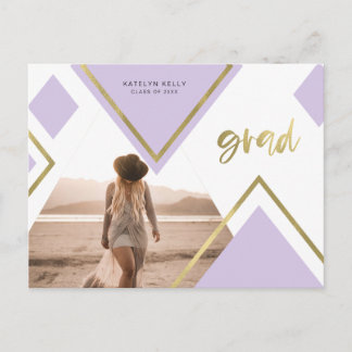 Geometric Glam Photo Graduation Announcements