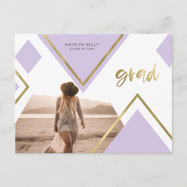 Geometric Glam Photo Graduation Announcements (Front)
