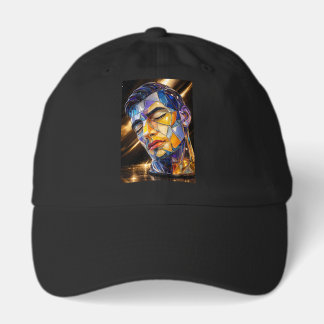 Geometric Glass Portrait – Modern Abstract Male Fa Hat