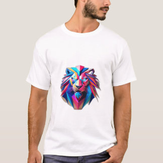 Geometric Glitch Lion: Edgy & Modern T-Shirt