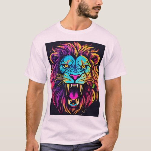 Geometric Glitch Lion Edgy T_Shirt Designs