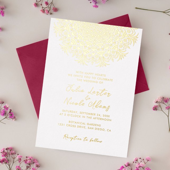 Geometric Glittering Gold Culture Mandala Foil Invitation (Creator Uploaded)