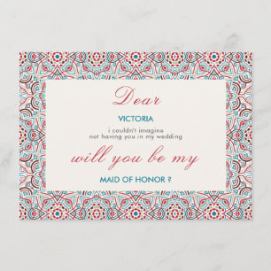 Geometric Glittering Metallic Bridesmaid Card
