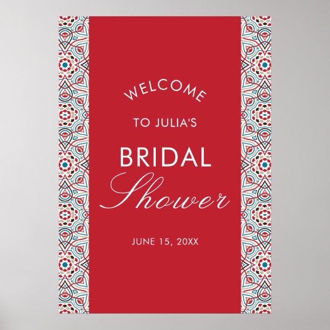 Geometric Glittering Metallic Luxury Bridal Shower Poster (Front)