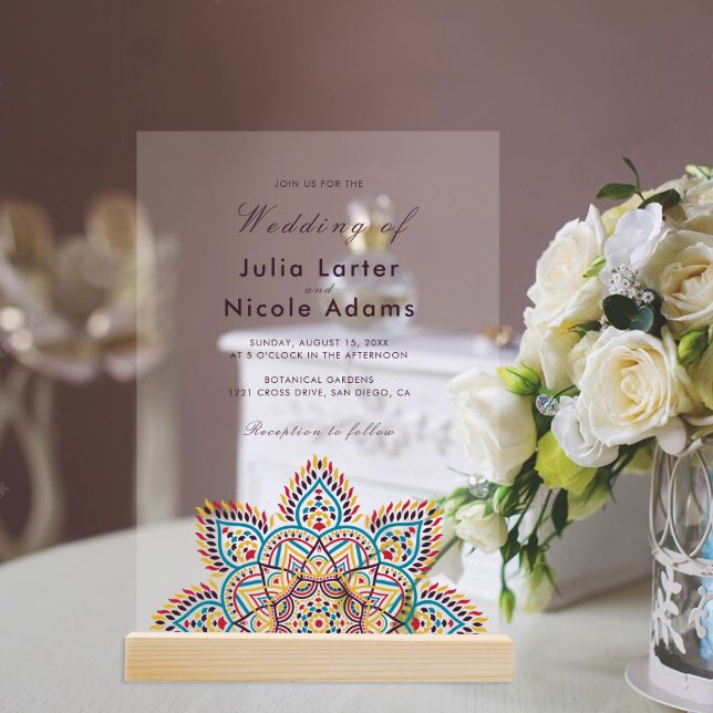 Geometric Glittering Metallic Luxury Wedding Acrylic Invitations (Creator Uploaded)