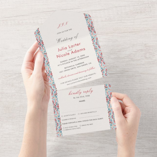 Geometric Glittering Metallic Luxury Wedding All In One Invitation (Tearaway)