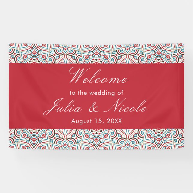 Geometric Glittering Metallic Luxury Wedding Banner (Horizontal)