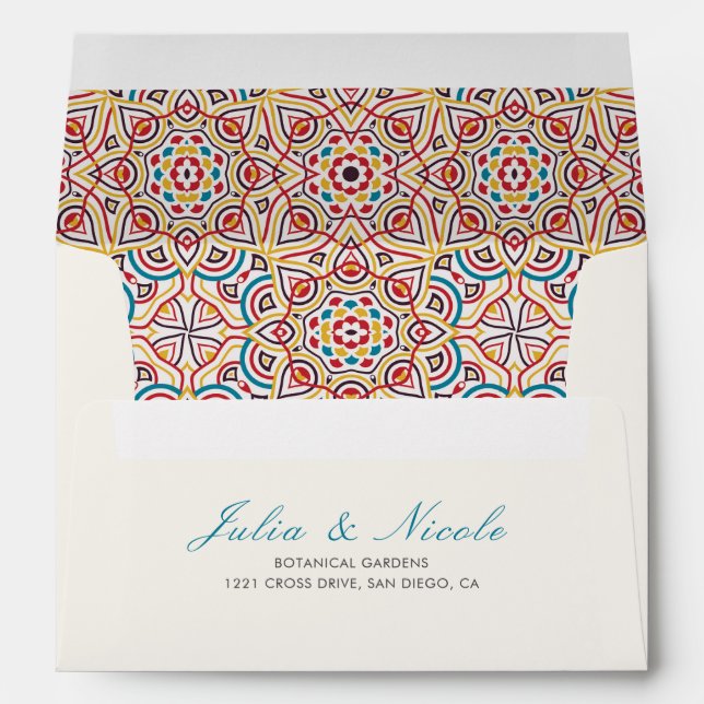Geometric Glittering Metallic Luxury Wedding Envelope (Back (Bottom))