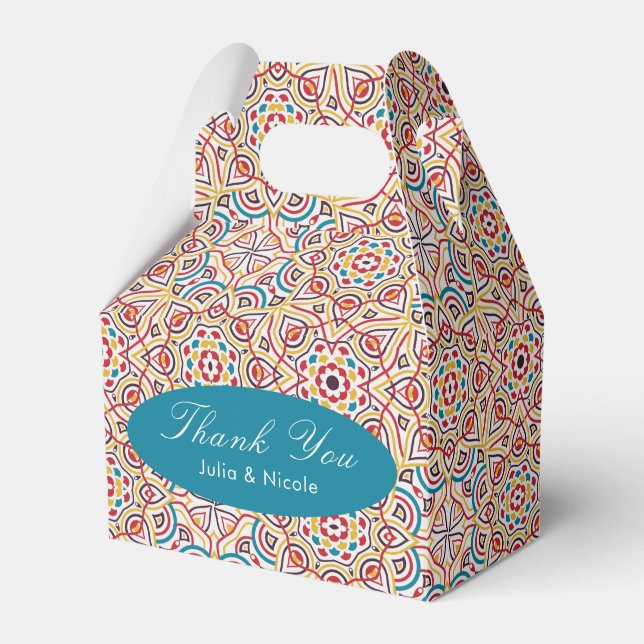 Geometric Glittering Metallic Luxury Wedding Favor Boxes (Front Side)