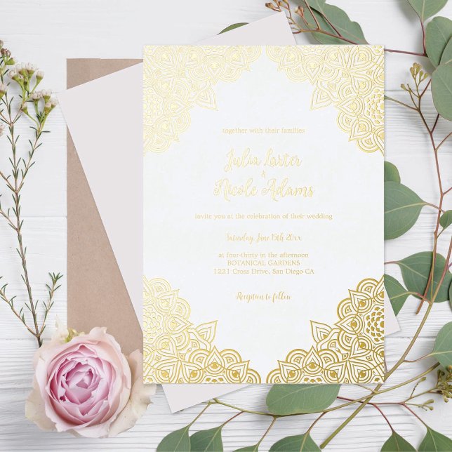 Geometric Glittering Metallic Luxury Wedding Foil Invitation (Creator Uploaded)