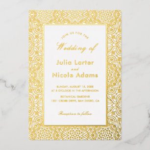 GEOMETRIC GLITTERING METALLIC LUXURY WEDDING FOIL INVITATION