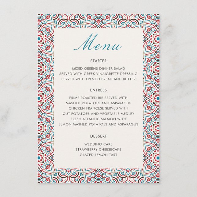 Geometric Glittering Metallic Luxury Wedding Menu (Front)