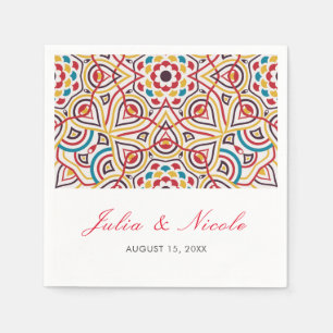 Geometric Glittering Metallic Luxury Wedding Napkins