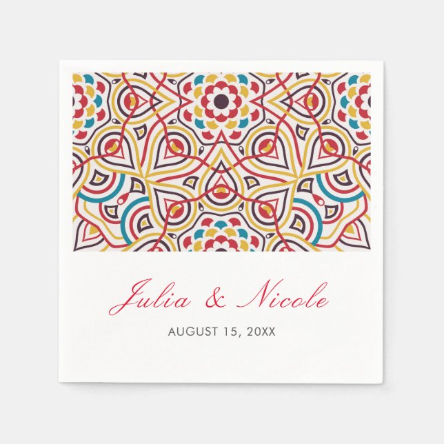 Geometric Glittering Metallic Luxury Wedding Napkins (Front)