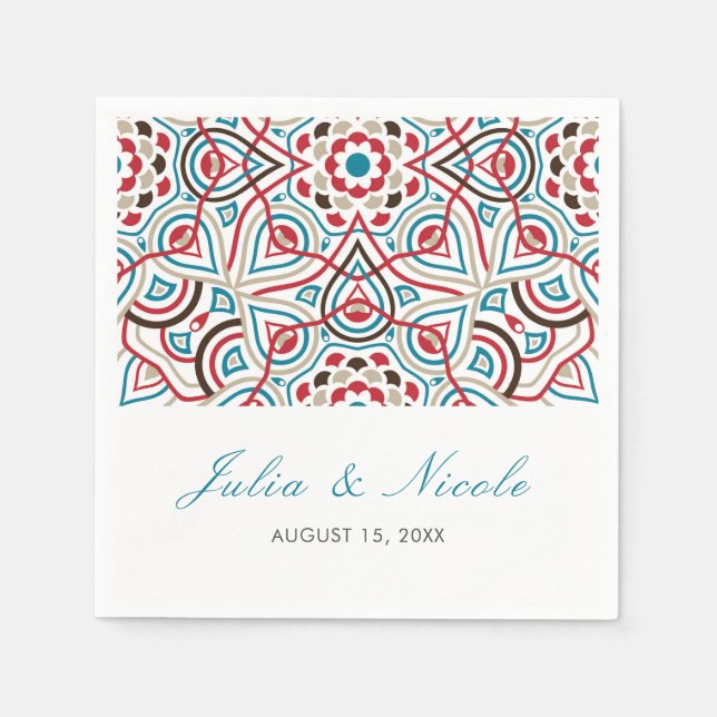 Geometric Glittering Metallic Luxury Wedding Napkins (Front)