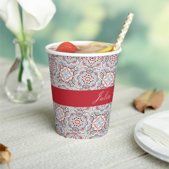 Geometric Glittering Metallic Luxury Wedding Paper Cups (Insitu)