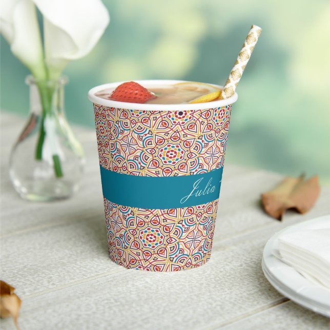Geometric Glittering Metallic Luxury Wedding Paper Cups (Insitu)