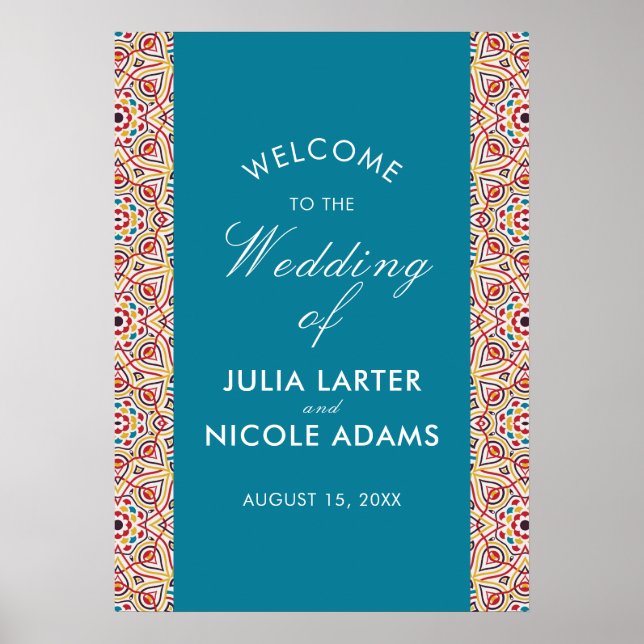 Geometric Glittering Metallic Luxury Wedding Poster (Front)