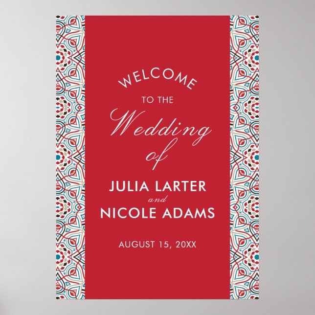 Geometric Glittering Metallic Luxury Wedding Poster (Front)