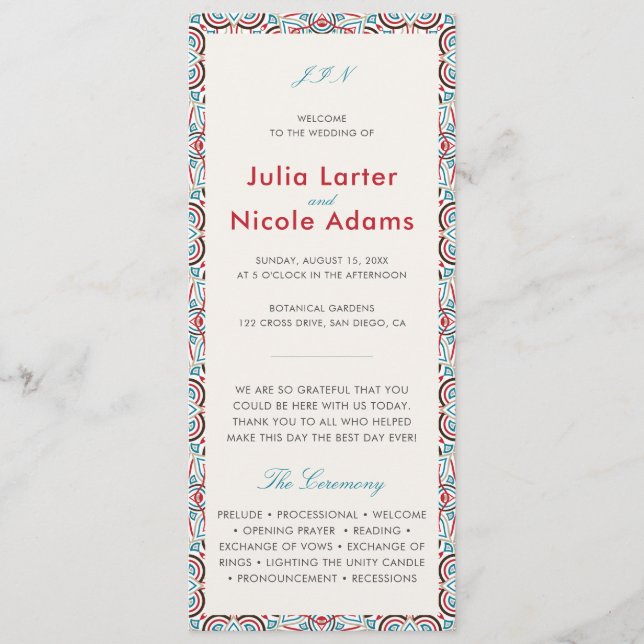 Geometric Glittering Metallic Luxury Wedding Program (Front)