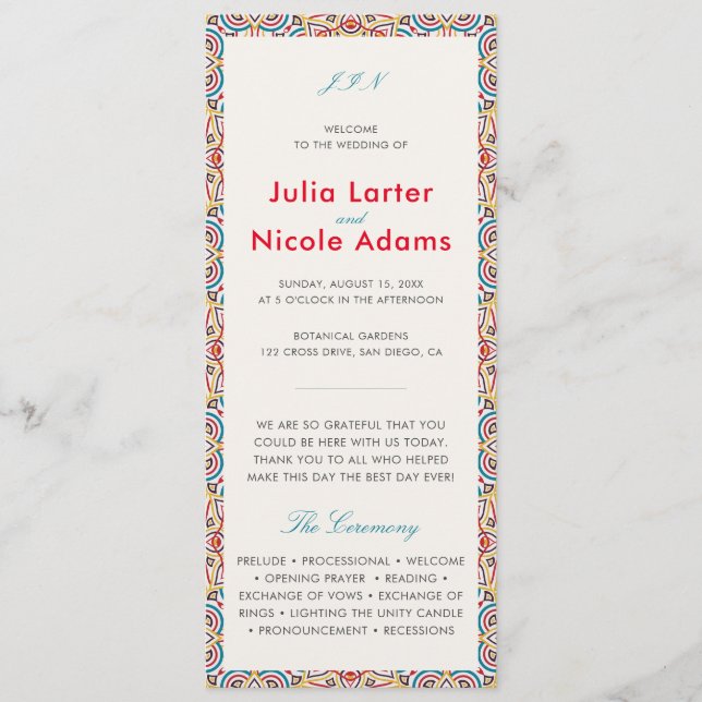 Geometric Glittering Metallic Luxury Wedding Program (Front)