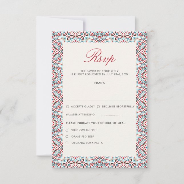 Geometric Glittering Metallic Luxury Wedding RSVP Card (Front)