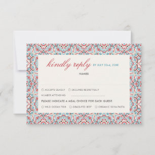 Geometric Glittering Metallic Luxury Wedding RSVP Card