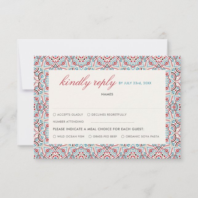 Geometric Glittering Metallic Luxury Wedding RSVP Card (Front)