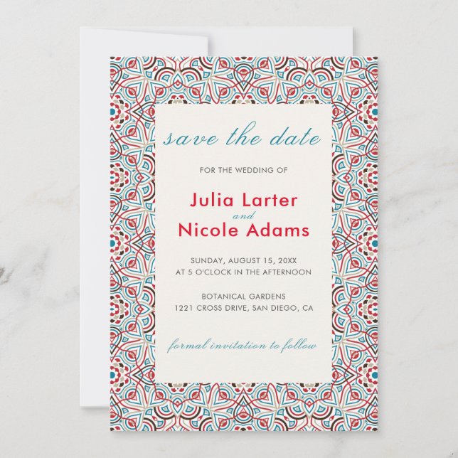 Geometric Glittering Metallic Luxury Wedding Save The Date (Front)