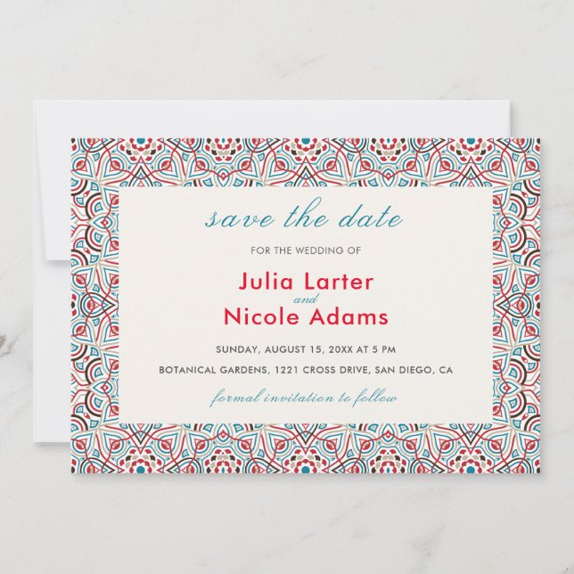 Geometric Glittering Metallic Luxury Wedding Save The Date (Front)