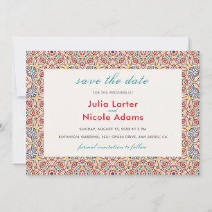 Geometric Glittering Metallic Luxury Wedding Save The Date