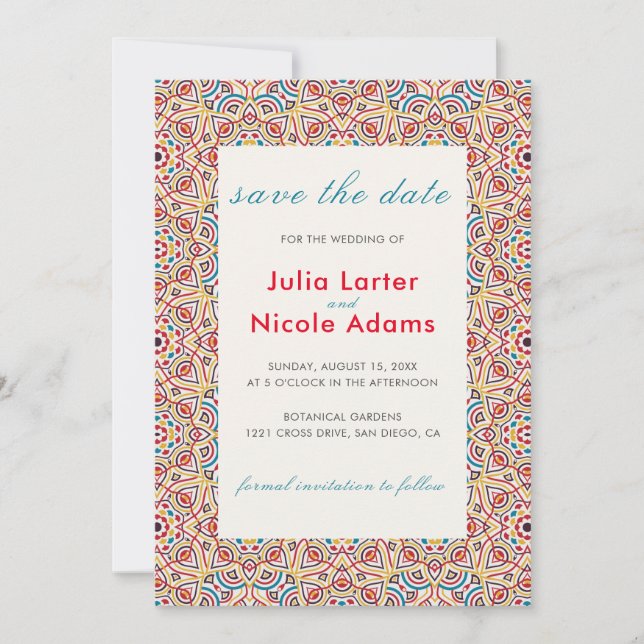 Geometric Glittering Metallic Luxury Wedding Save The Date (Front)