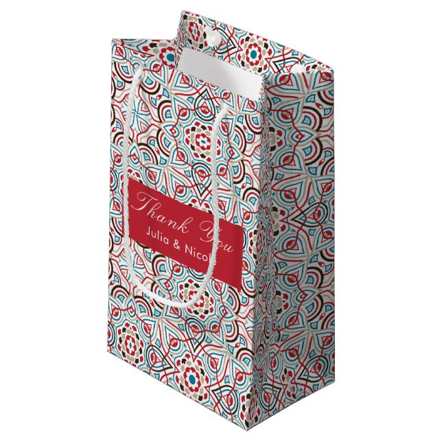 Geometric Glittering Metallic Luxury Wedding Small Gift Bag (Front Angled)