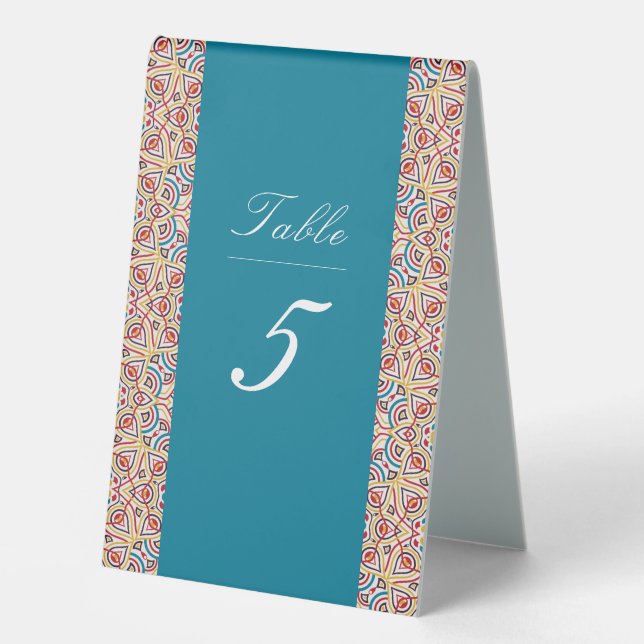 Geometric Glittering Metallic Luxury Wedding Table Tent (Front)