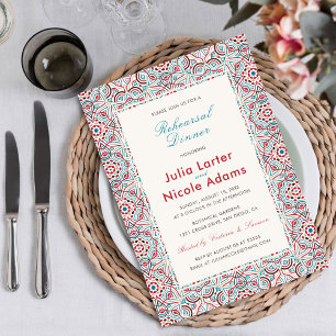 Geometric Glittering Metallic Rehearsal Dinner Invitation