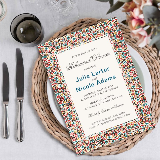 Geometric Glittering Metallic Rehearsal Dinner Invitation (Creator Uploaded)