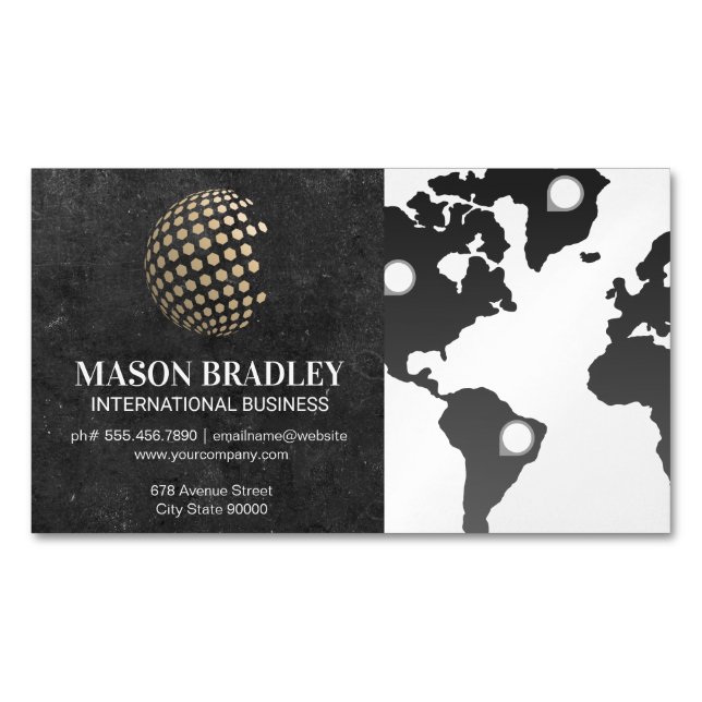 Geometric Globe | Map of the World Business Card Magnet (Front)